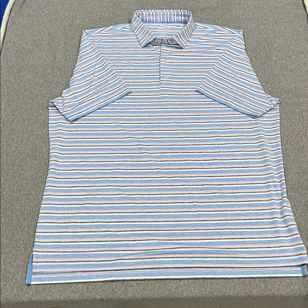 Johnnie-O striped polo shirt, size XL.